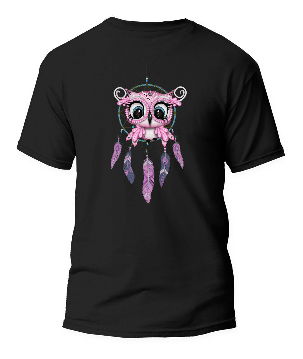camiseta unisex negra búho atrapasueños